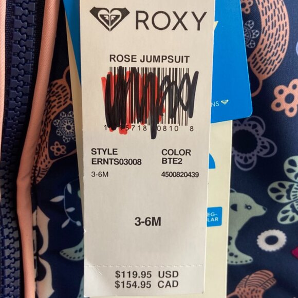 NWT Roxy Medieval Blue Neo Infant Girls' Rose Snow Jumpsuit - Picture 7 of 11